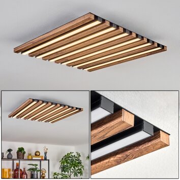 Tandragee Plafoniera, Panel LED Aspetto del legno, Nero, 1-Luce