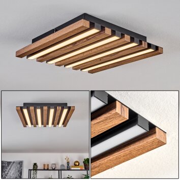 Tandragee Plafoniera, Panel LED Aspetto del legno, Nero, 1-Luce