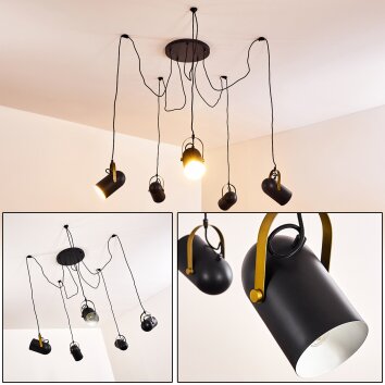 Lampadario a sospensione 4 luci griglia e fili nero opaco particolari  bronzo GLOBO LIGHTING 54013-4H Idea Luce di Filippi - Carrù(Cuneo)