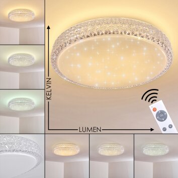 Norra Plafoniera LED Bianco, 1-Luce, Telecomando